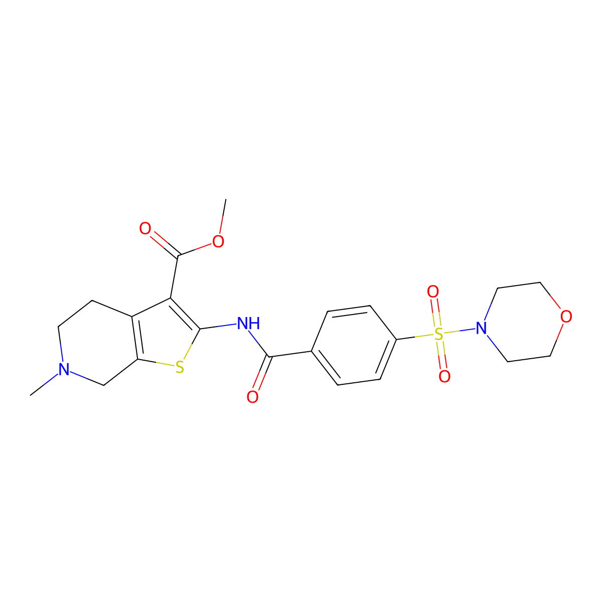 Methyl 6-methyl-2-(4-(morpholinosulfonyl)benzamido)-4,5,6,7-tetrahydrothieno[2,3-c]pyridine-3-carboxylate molecular structure, CAS 524679-84-3