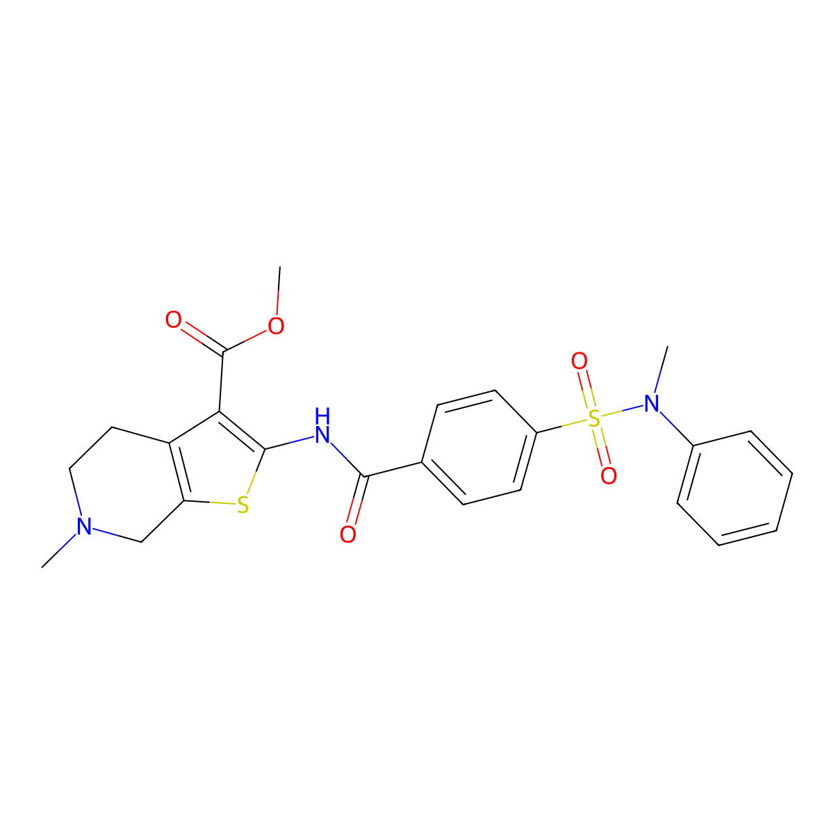 methyl 6-methyl-2-(4-(N-methyl-N-phenylsulfamoyl)benzamido)-4,5,6,7-tetrahydrothieno[2,3-c]pyridine-3-carboxylate molecular structure, CAS 524679-92-3