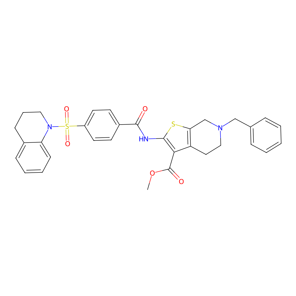 methyl 6-benzyl-2-(4-((3,4-dihydroquinolin-1(2H)-yl)sulfonyl)benzamido)-4,5,6,7-tetrahydrothieno[2,3-c]pyridine-3-carboxylate molecular structure, CAS 524680-03-3
