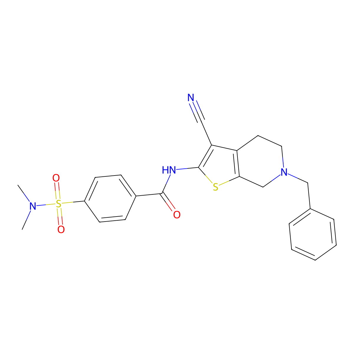 N-(6-benzyl-3-cyano-4,5,6,7-tetrahydrothieno[2,3-c]pyridin-2-yl)-4-(N,N-dimethylsulfamoyl)benzamide molecular structure, CAS 524683-18-9