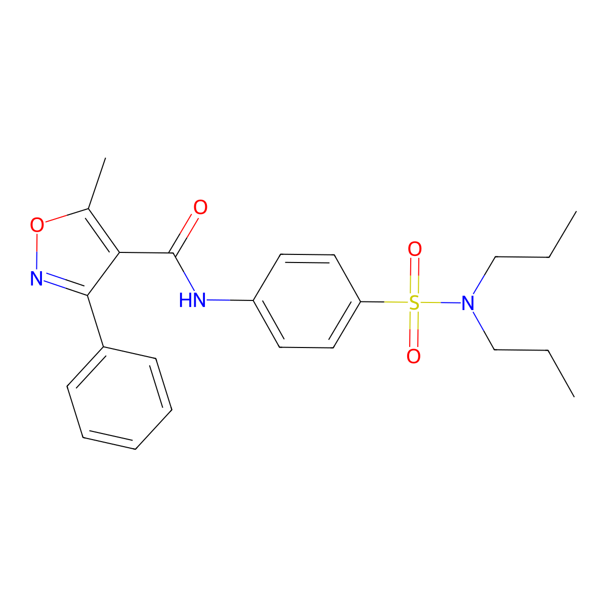 N-[4-(dipropylsulfamoyl)phenyl]-5-methyl-3-phenyl-1,2-oxazole-4-carboxamide molecular structure, CAS 524685-89-0