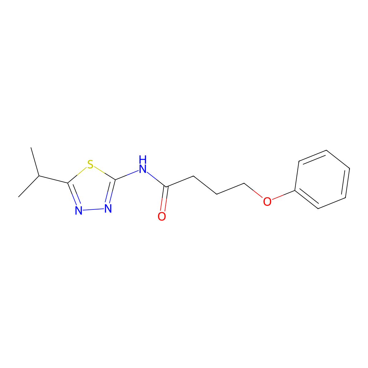 N-(5-isopropyl-1,3,4-thiadiazol-2-yl)-4-phenoxybutanamide molecular structure, CAS 524686-04-2