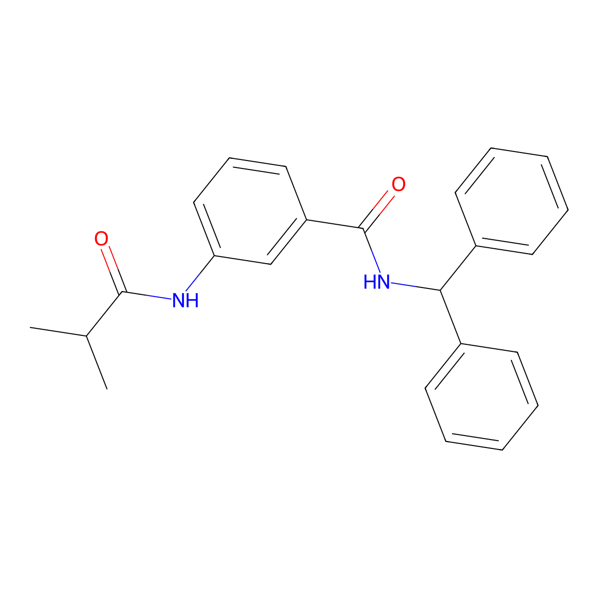 N-benzhydryl-3-(2-methylpropanoylamino)benzamide molecular structure, CAS 524686-32-6