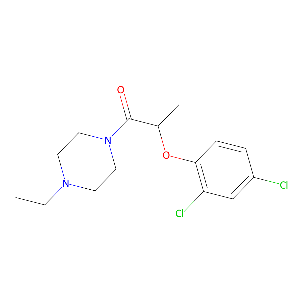 2-(2,4-Dichlorophenoxy)-1-(4-ethylpiperazin-1-yl)propan-1-one molecular structure, CAS 524686-69-9