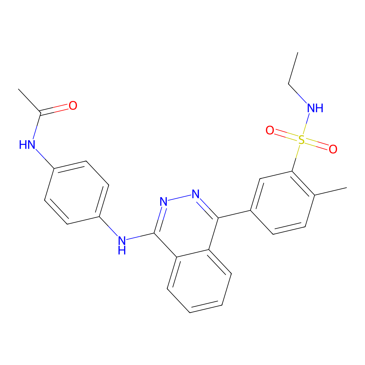 N-[4-({4-[3-(ethylsulfamoyl)-4-methylphenyl]phthalazin-1-yl}amino)phenyl]acetamide molecular structure, CAS 524687-09-0