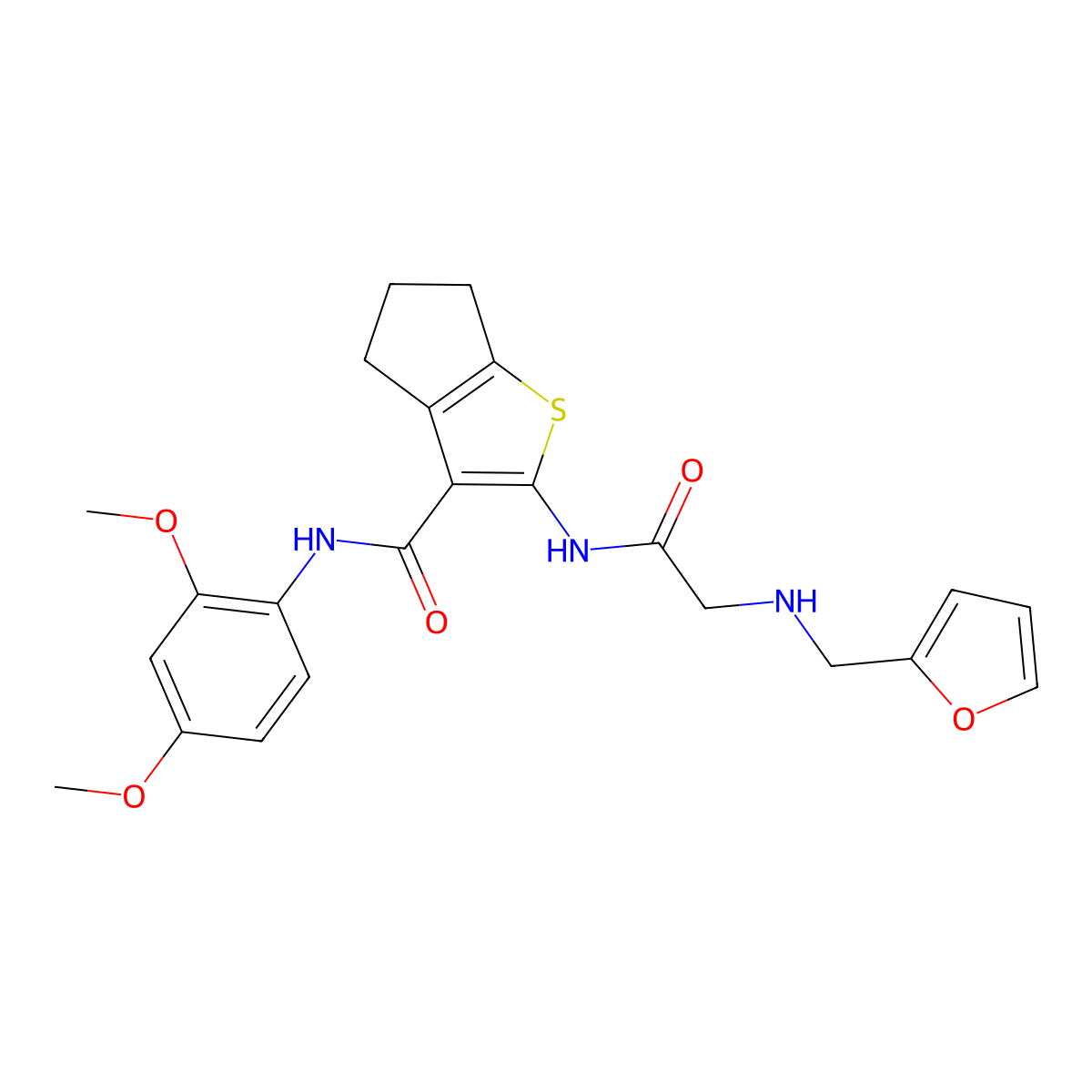 N-(2,4-dimethoxyphenyl)-2-[[2-(furan-2-ylmethylamino)acetyl]amino]-5,6-dihydro-4H-cyclopenta[b]thiophene-3-carboxamide molecular structure, CAS 524688-20-8