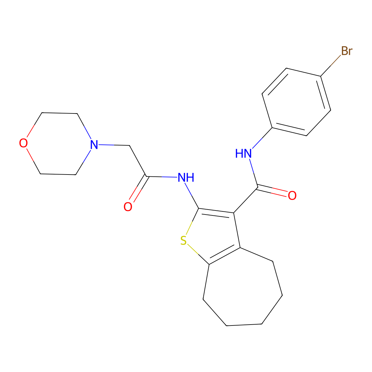 N-(4-bromophenyl)-2-[(2-morpholin-4-ylacetyl)amino]-5,6,7,8-tetrahydro-4H-cyclohepta[b]thiophene-3-carboxamide molecular structure, CAS 524688-92-4