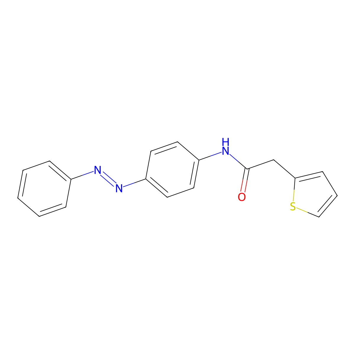(E)-N-(4-(phenyldiazenyl)phenyl)-2-(thiophen-2-yl)acetamide molecular structure, CAS 524688-98-0