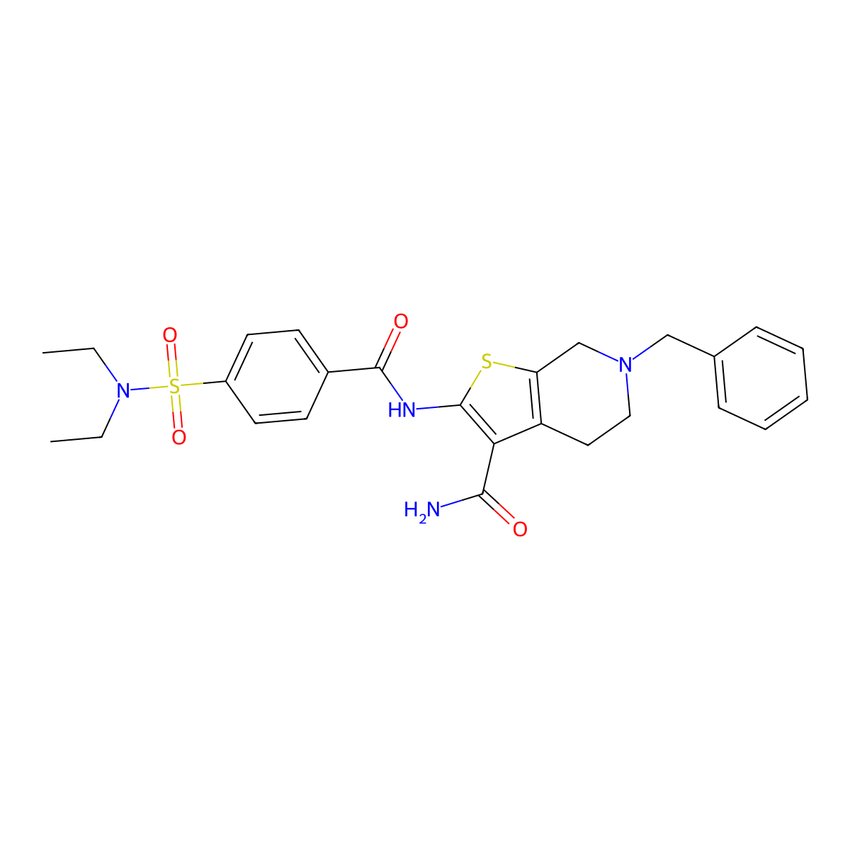 6-benzyl-2-[[4-(diethylsulfamoyl)benzoyl]amino]-5,7-dihydro-4H-thieno[2,3-c]pyridine-3-carboxamide molecular structure, CAS 524691-71-2