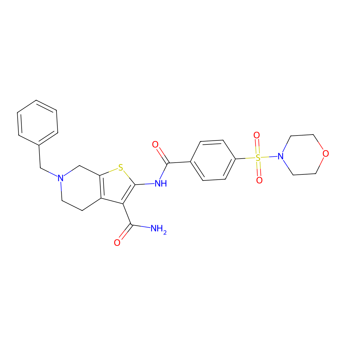 6-Benzyl-2-(4-(morpholinosulfonyl)benzamido)-4,5,6,7-tetrahydrothieno[2,3-c]pyridine-3-carboxamide molecular structure, CAS 524691-76-7