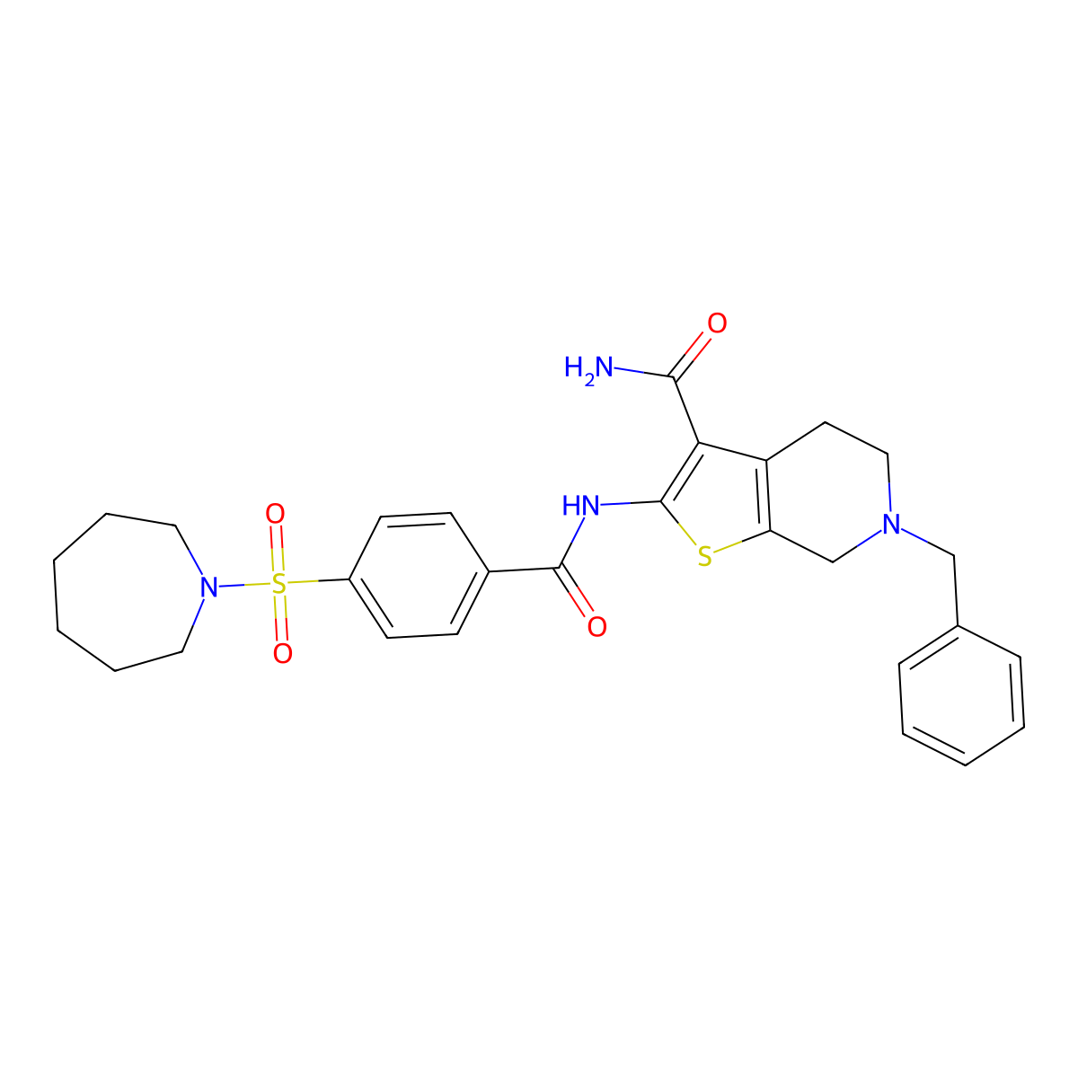 2-(4-(Azepan-1-ylsulfonyl)benzamido)-6-benzyl-4,5,6,7-tetrahydrothieno[2,3-c]pyridine-3-carboxamide molecular structure, CAS 524691-79-0