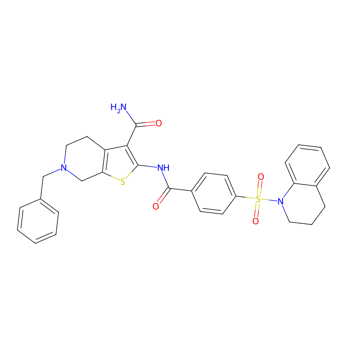 6-benzyl-2-(4-((3,4-dihydroquinolin-1(2H)-yl)sulfonyl)benzamido)-4,5,6,7-tetrahydrothieno[2,3-c]pyridine-3-carboxamide molecular structure, CAS 524691-92-7