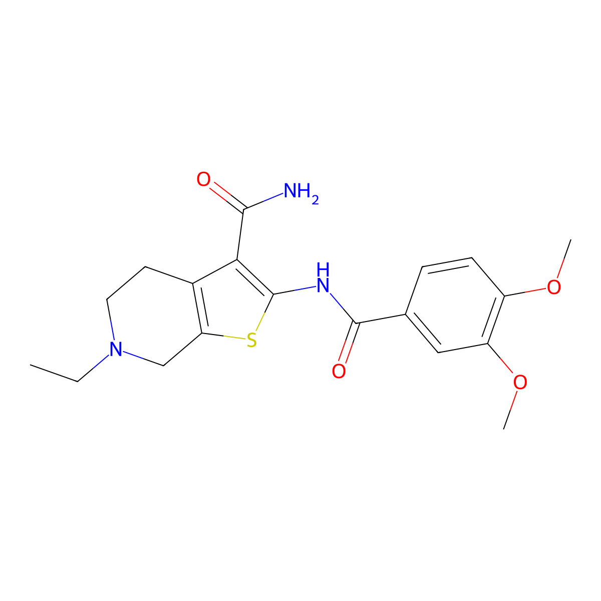 2-(3,4-Dimethoxybenzamido)-6-ethyl-4,5,6,7-tetrahydrothieno[2,3-c]pyridine-3-carboxamide molecular structure, CAS 524692-09-9