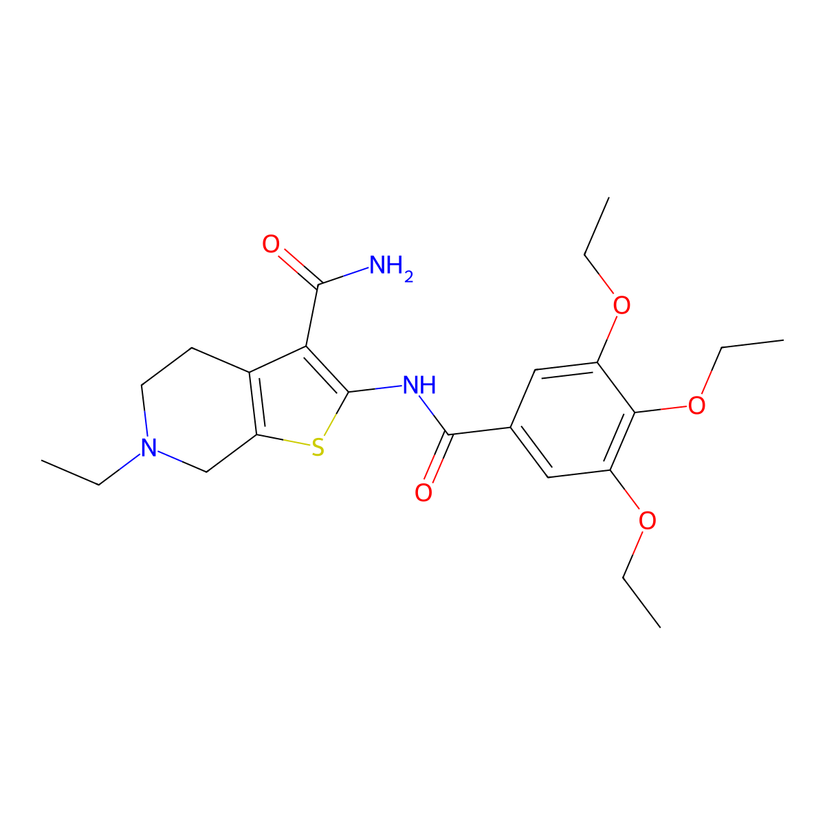6-Ethyl-2-(3,4,5-triethoxybenzamido)-4,5,6,7-tetrahydrothieno[2,3-c]pyridine-3-carboxamide molecular structure, CAS 524692-28-2