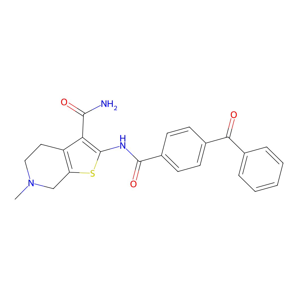 2-(4-Benzoylbenzamido)-6-methyl-4,5,6,7-tetrahydrothieno[2,3-c]pyridine-3-carboxamide molecular structure, CAS 524692-38-4