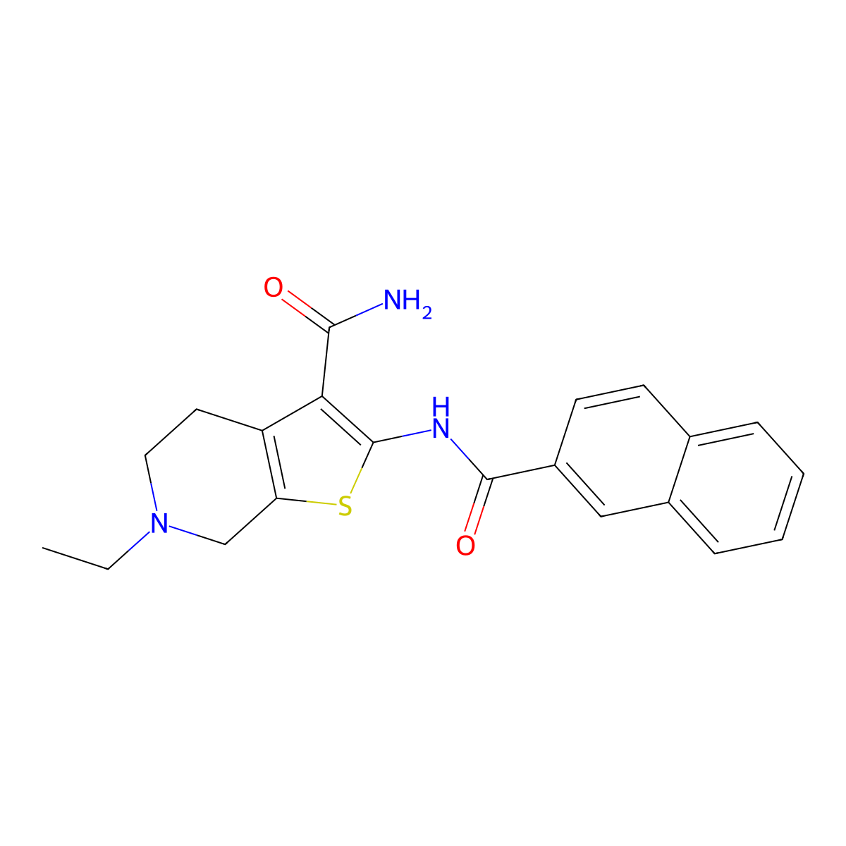 2-(2-Naphthamido)-6-ethyl-4,5,6,7-tetrahydrothieno[2,3-c]pyridine-3-carboxamide molecular structure, CAS 524692-56-6