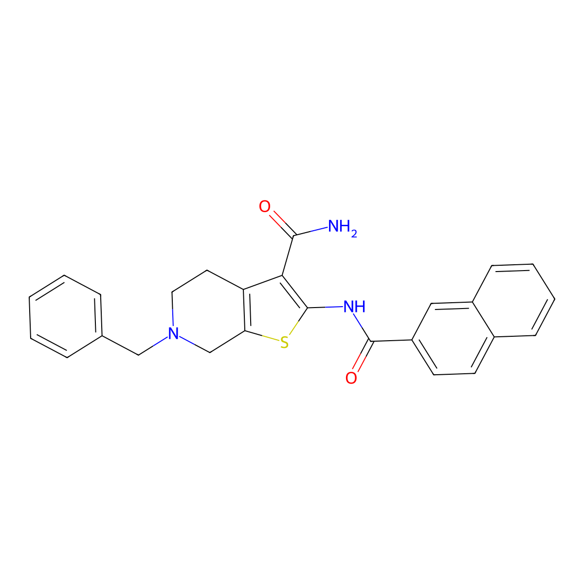 2-(2-Naphthamido)-6-benzyl-4,5,6,7-tetrahydrothieno[2,3-c]pyridine-3-carboxamide molecular structure, CAS 524692-57-7