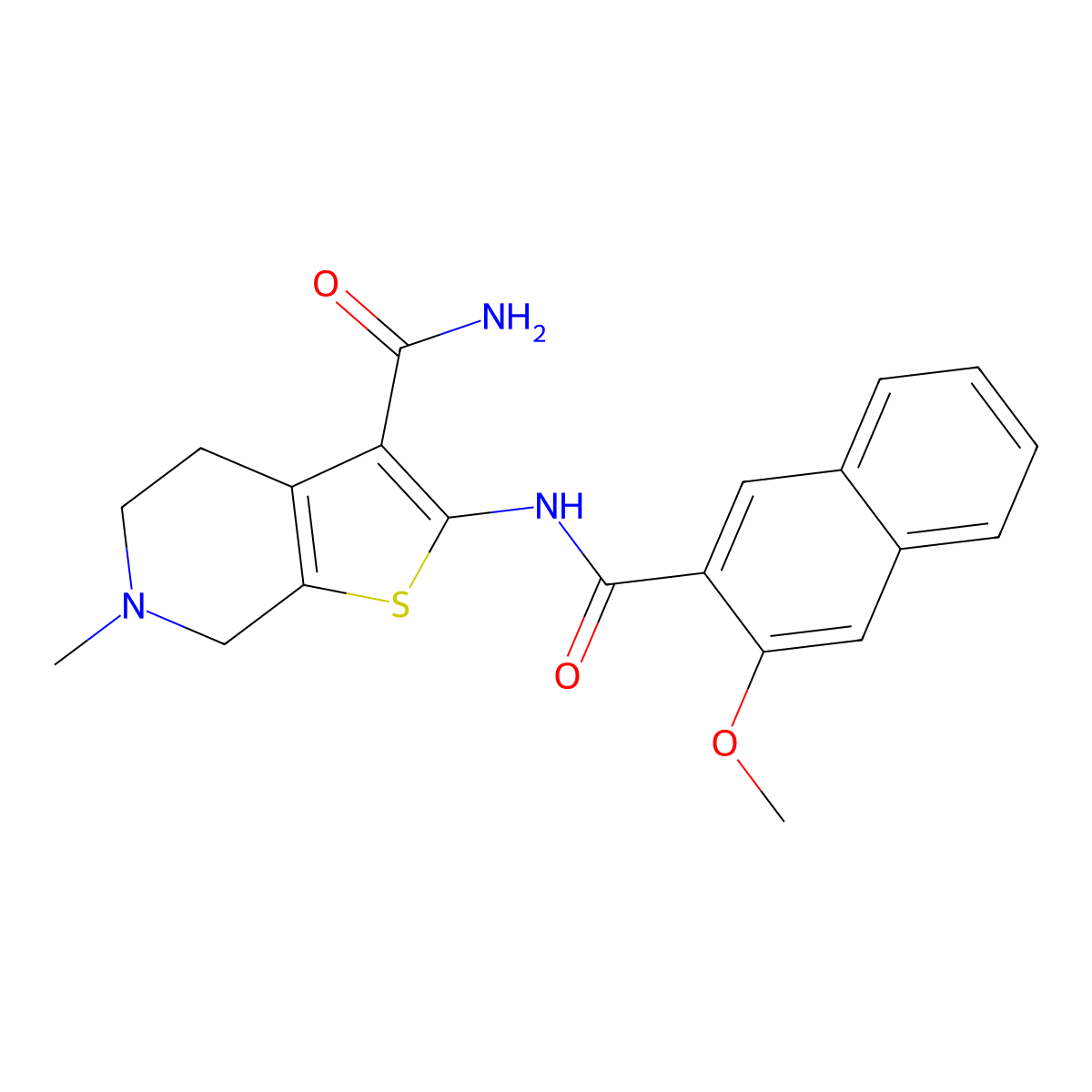 2-(3-Methoxy-2-naphthamido)-6-methyl-4,5,6,7-tetrahydrothieno[2,3-c]pyridine-3-carboxamide molecular structure, CAS 524692-62-4