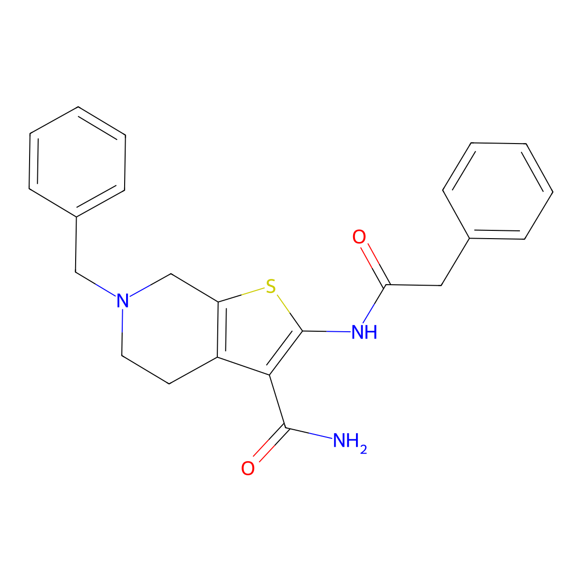6-Benzyl-2-(2-phenylacetamido)-4,5,6,7-tetrahydrothieno[2,3-c]pyridine-3-carboxamide molecular structure, CAS 524693-37-6