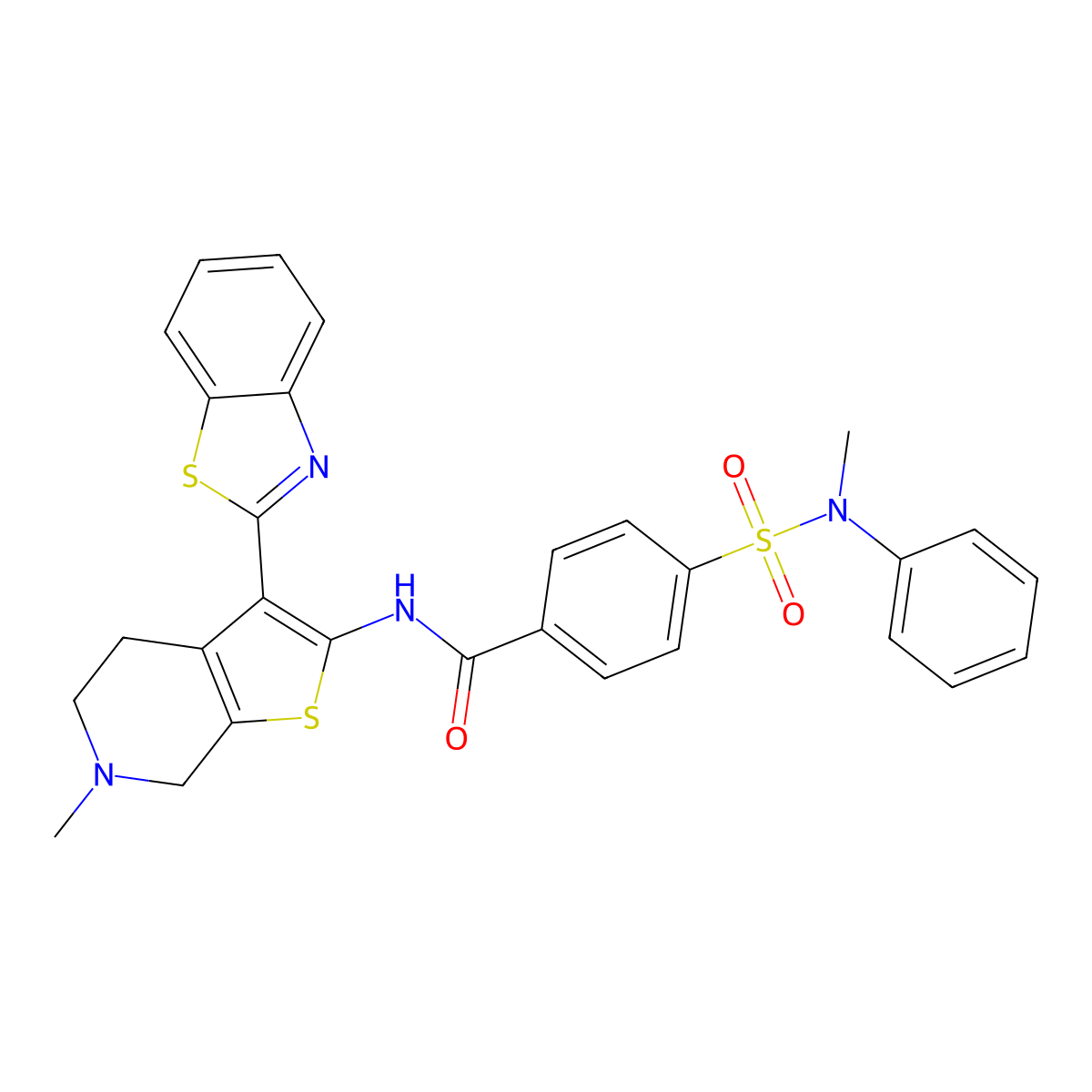 N-[3-(1,3-benzothiazol-2-yl)-6-methyl-5,7-dihydro-4H-thieno[2,3-c]pyridin-2-yl]-4-[methyl(phenyl)sulfamoyl]benzamide molecular structure, CAS 524695-12-3