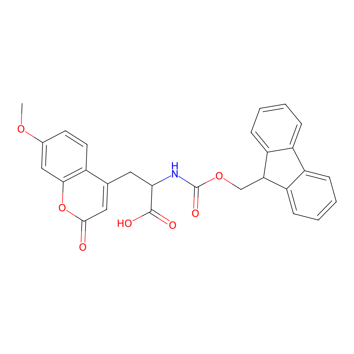 (S)-2-(9H-Fluoren-9-ylmethoxycarbonylamino)-3-(7-methoxy-2-oxo-2H-chromen-4-YL)-propionic acid molecular structure, CAS 524698-40-6