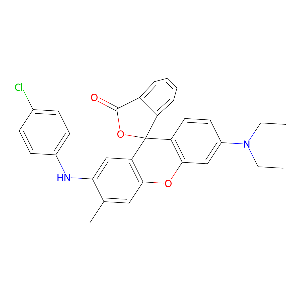 2'-((4-Chlorophenyl)amino)-6'-(diethylamino)-3'-methylspiro(isobenzofuran-1(3H),9'-(9H)xanthene)-3-one molecular structure, CAS 52470-07-2