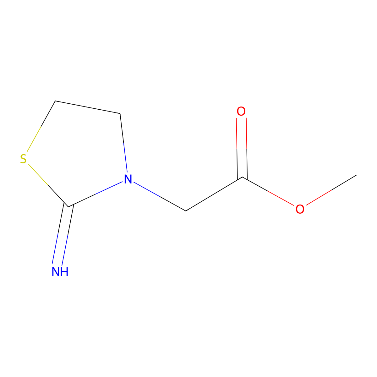 Methyl 2-(2-imino-1,3-thiazolidin-3-yl)acetate molecular structure, CAS 524709-52-2