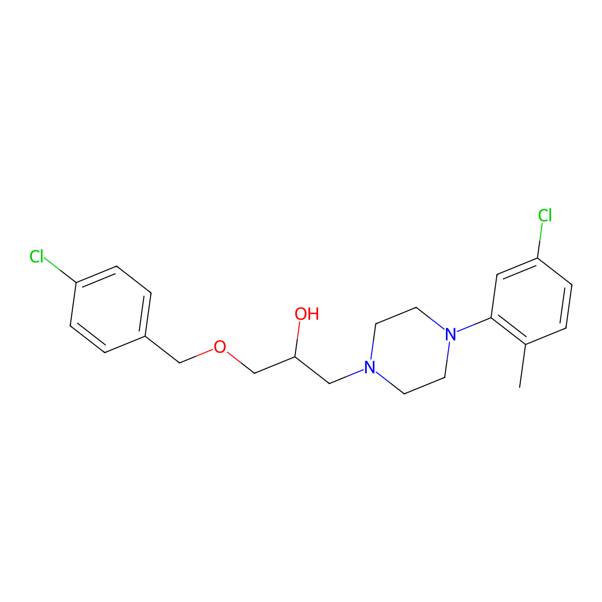 1-[4-(5-Chloro-2-methylphenyl)piperazin-1-yl]-3-[(4-chlorophenyl)methoxy]propan-2-ol molecular structure, CAS 524710-61-0