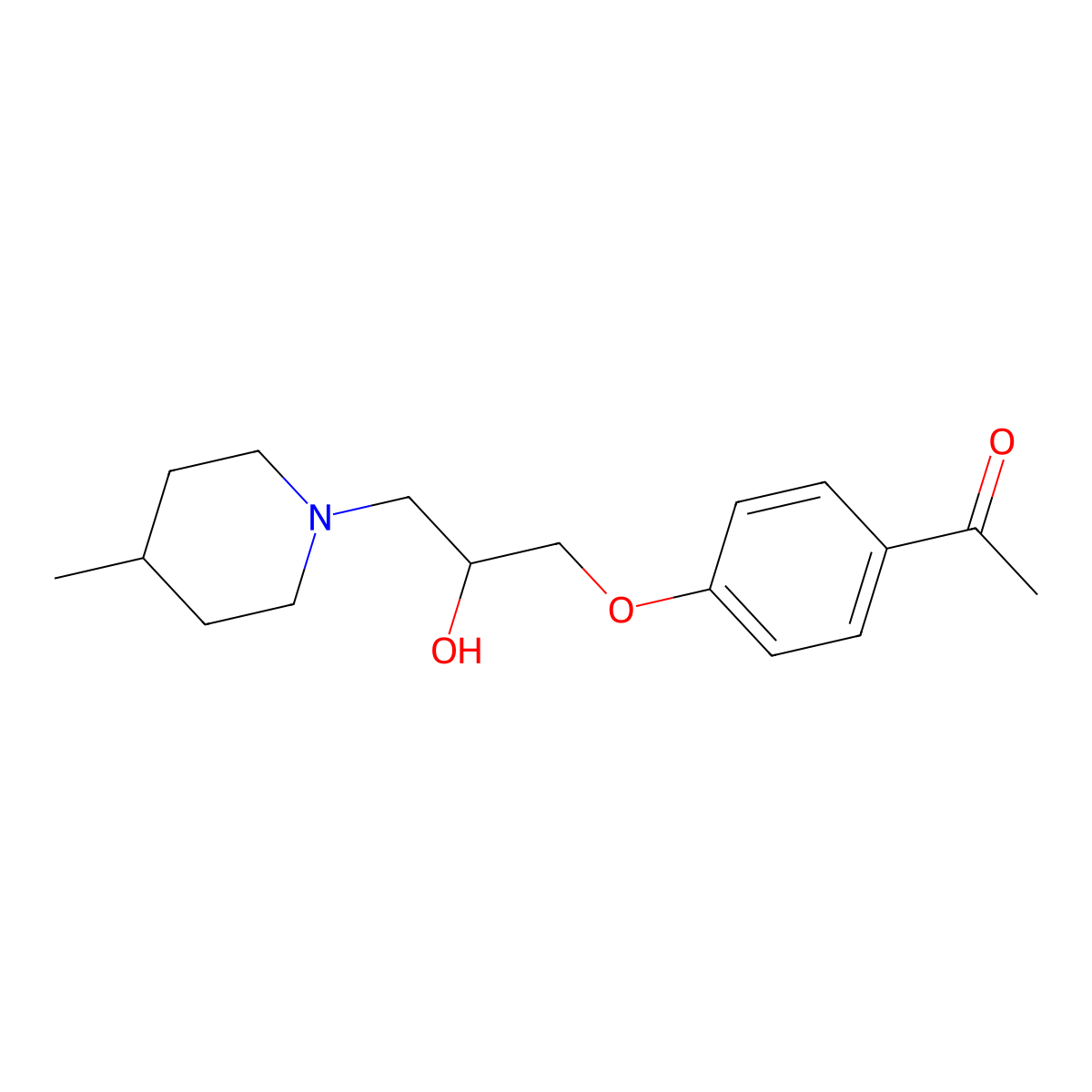 1-{4-[2-Hydroxy-3-(4-methylpiperidin-1-yl)propoxy]phenyl}ethan-1-one molecular structure, CAS 524710-86-9