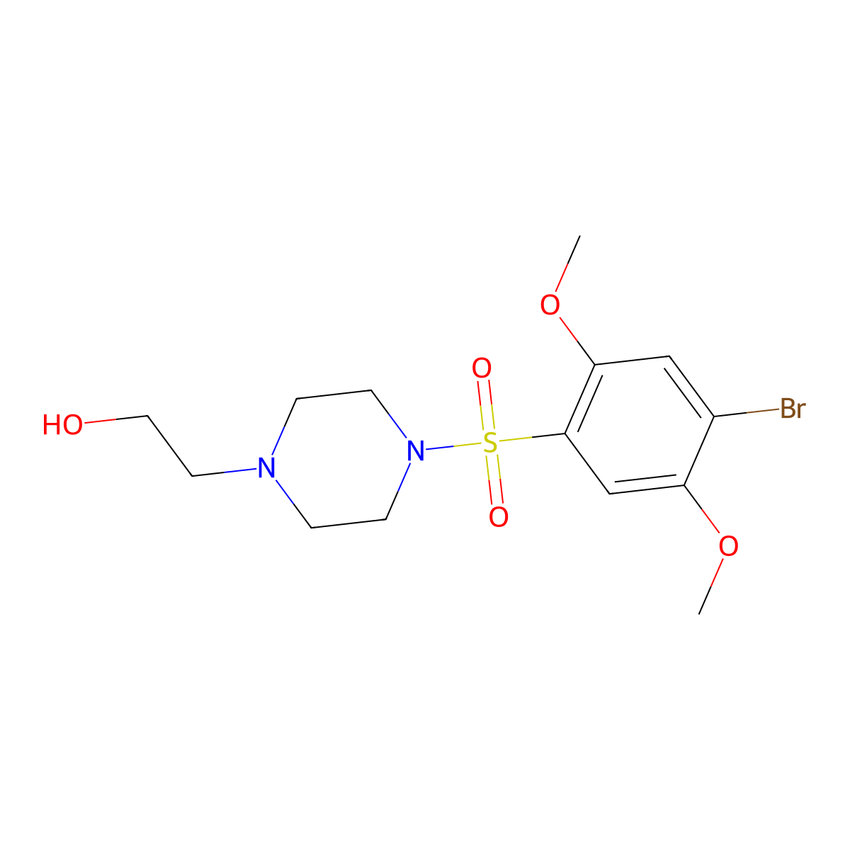 2-(4-((4-Bromo-2,5-dimethoxyphenyl)sulfonyl)piperazin-1-yl)ethanol molecular structure, CAS 524711-43-1