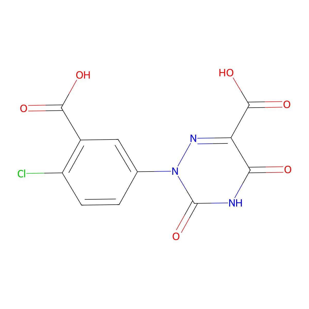 2-(3-Carboxy-4-chlorophenyl)-3,5-dioxo-2,3,4,5-tetrahydro-1,2,4-triazine-6-carboxylic acid molecular structure, CAS 524712-40-1