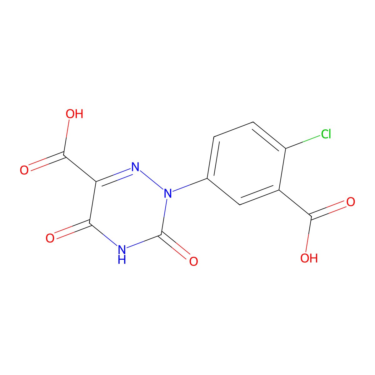 2-(3-Carboxy-4-chlorophenyl)-3,5-dioxo-2,3,4,5-tetrahydro-1,2,4-triazine-6-carboxylic acid molecular structure, CAS 524712-40-1