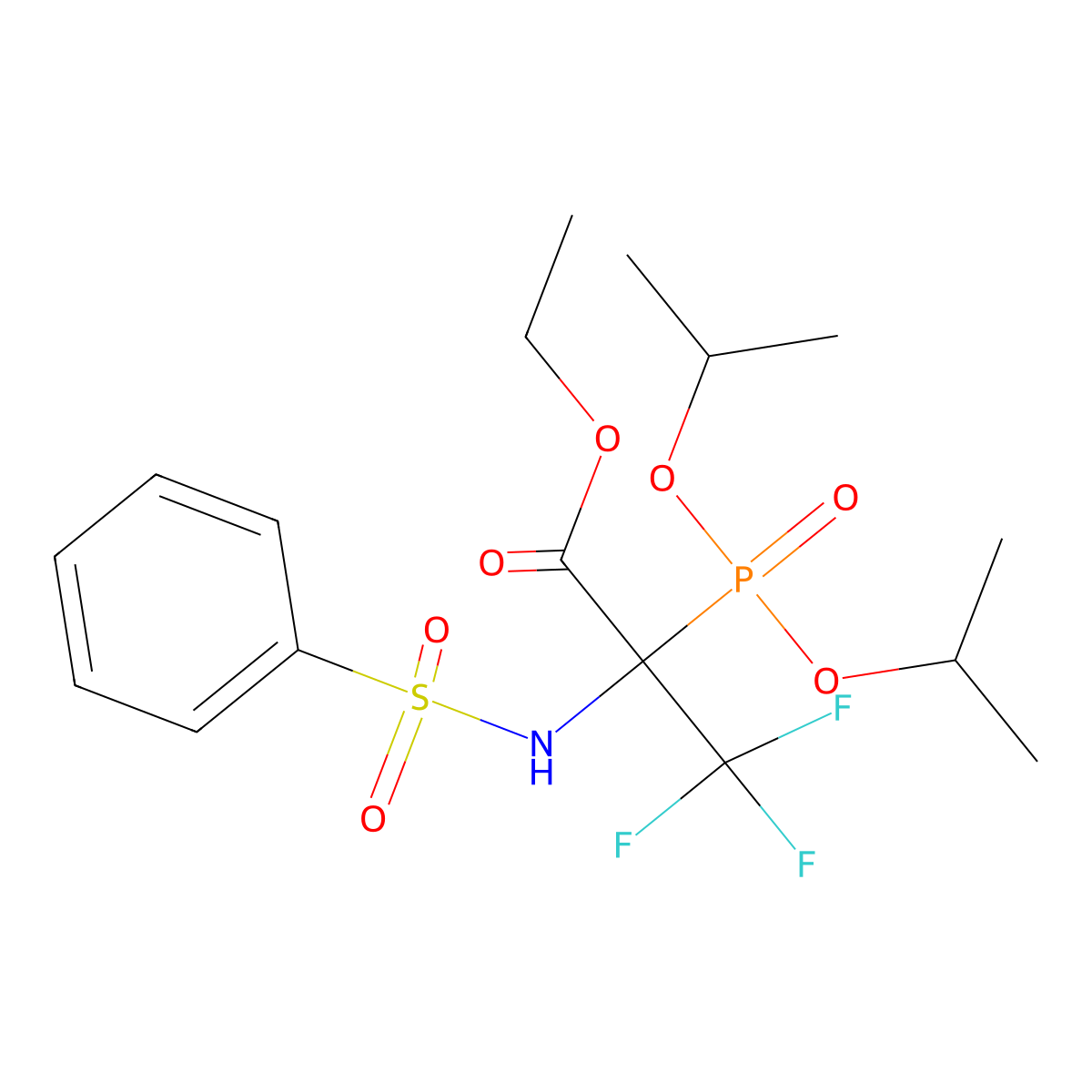 Ethyl 2-(diisopropoxyphosphoryl)-3,3,3-trifluoro-2-[(phenylsulphonyl)amino]propanoate molecular structure, CAS 524715-53-5