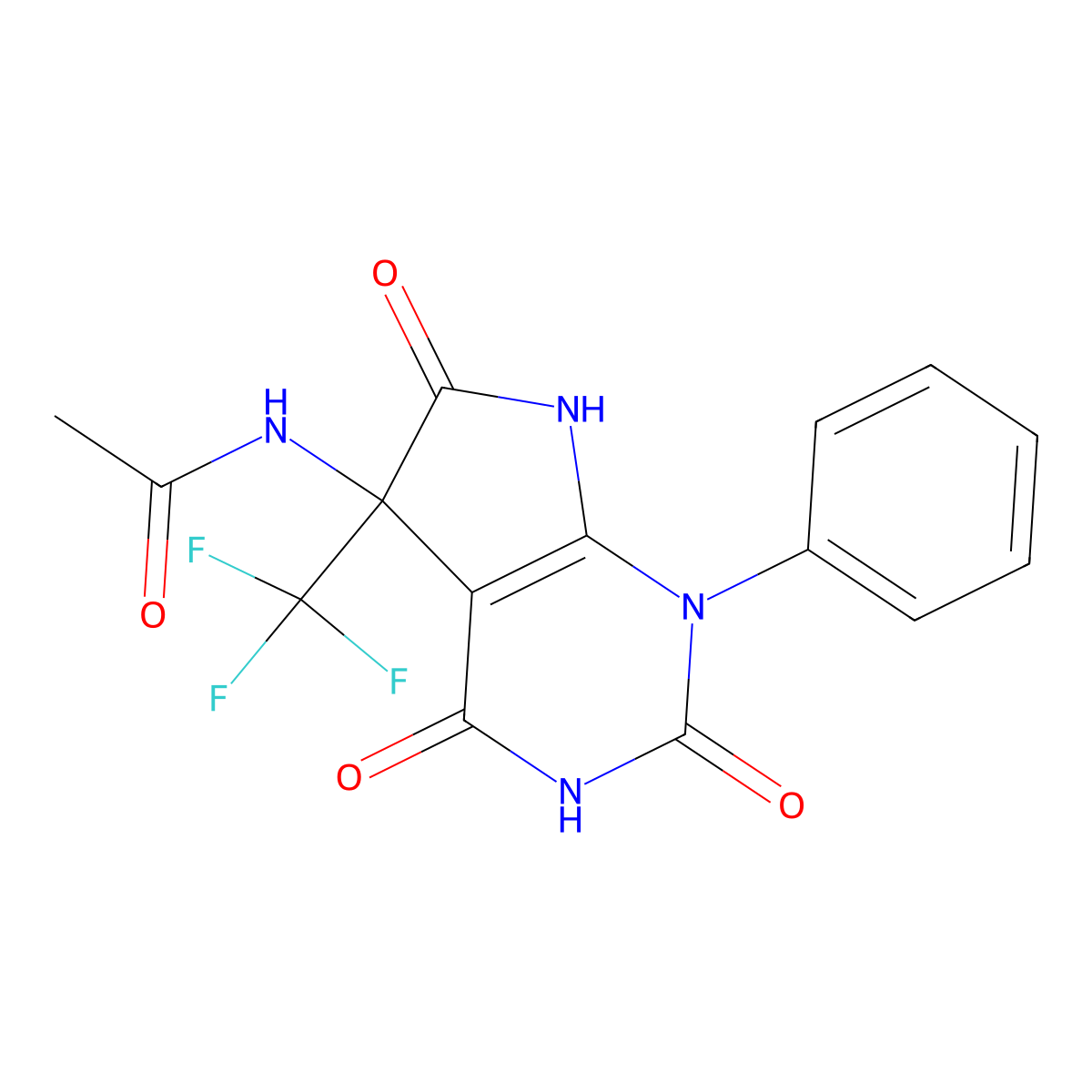 N-[2,4,6-trioxo-1-phenyl-5-(trifluoromethyl)-7H-pyrrolo[2,3-d]pyrimidin-5-yl]acetamide molecular structure, CAS 524716-69-6