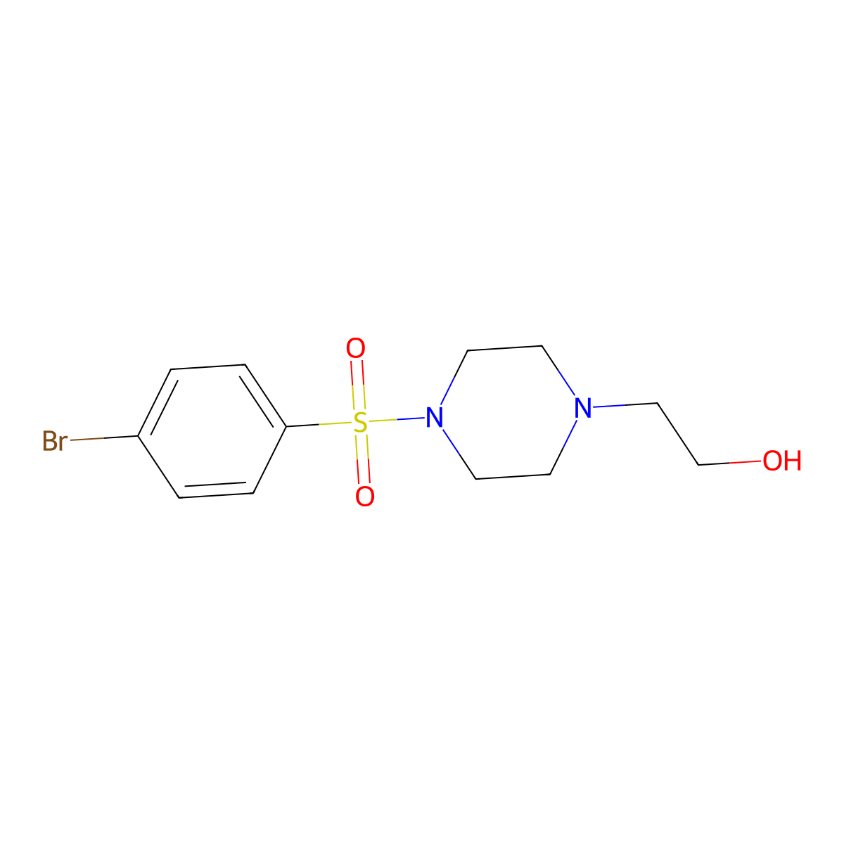 2-(4-((4-Bromophenyl)sulfonyl)piperazin-1-yl)ethanol molecular structure, CAS 524718-84-1