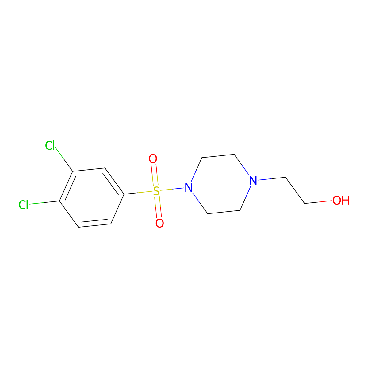 2-[4-(3,4-Dichlorophenyl)sulfonylpiperazin-1-yl]ethanol molecular structure, CAS 524718-87-4