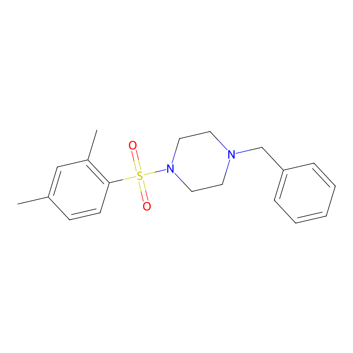 1-Benzyl-4-(2,4-dimethylphenyl)sulfonylpiperazine molecular structure, CAS 524719-36-6