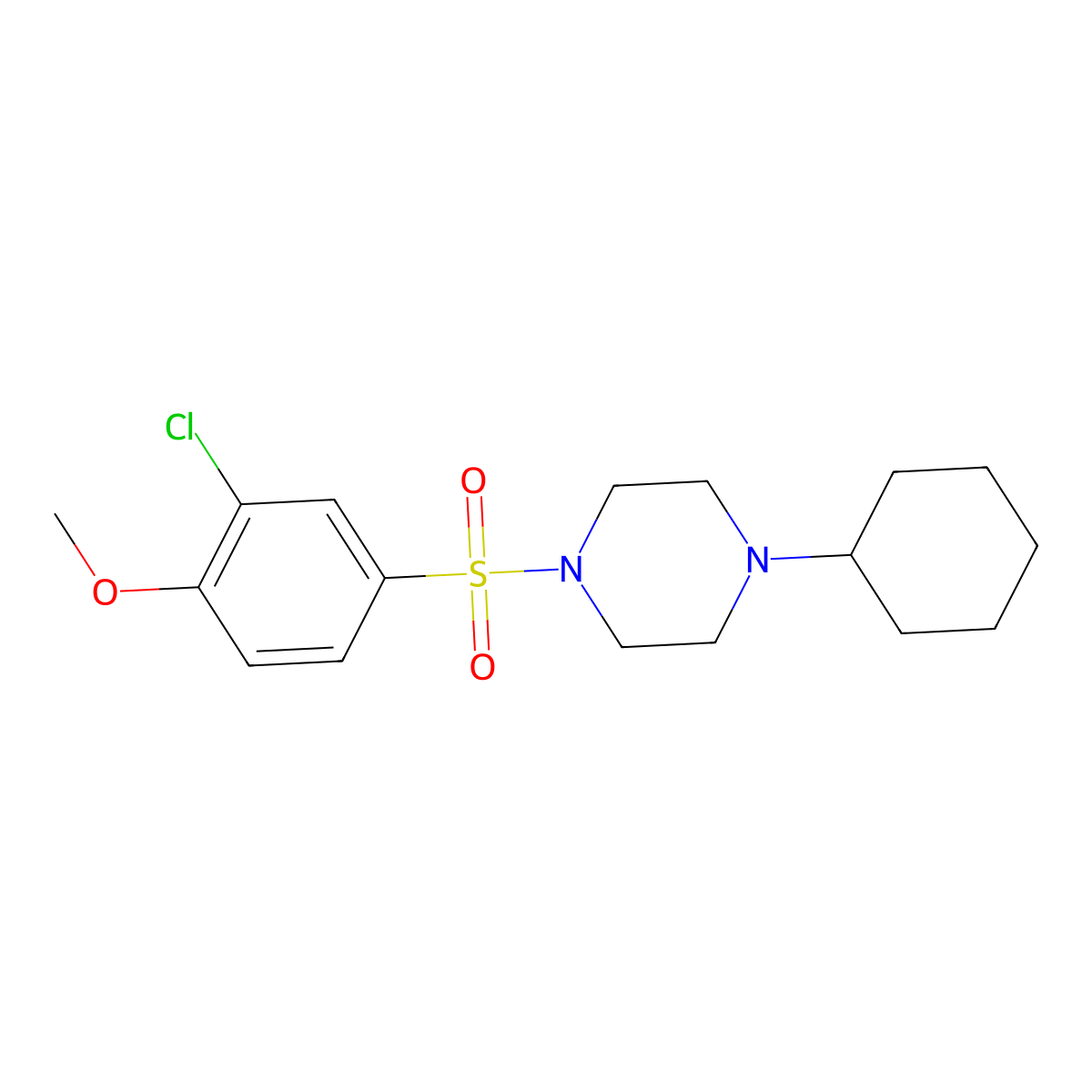 Piperazine, 1-[(3-chloro-4-methoxyphenyl)sulfonyl]-4-cyclohexyl- molecular structure, CAS 524719-46-8