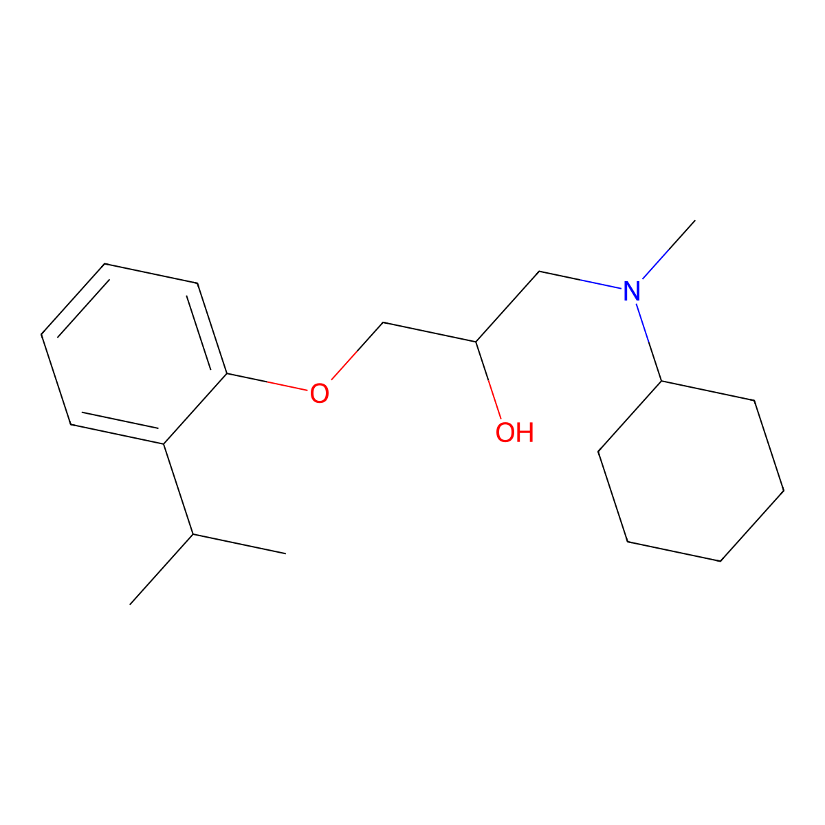 1-[Cyclohexyl(methyl)amino]-3-[2-(propan-2-yl)phenoxy]propan-2-ol molecular structure, CAS 524720-20-5