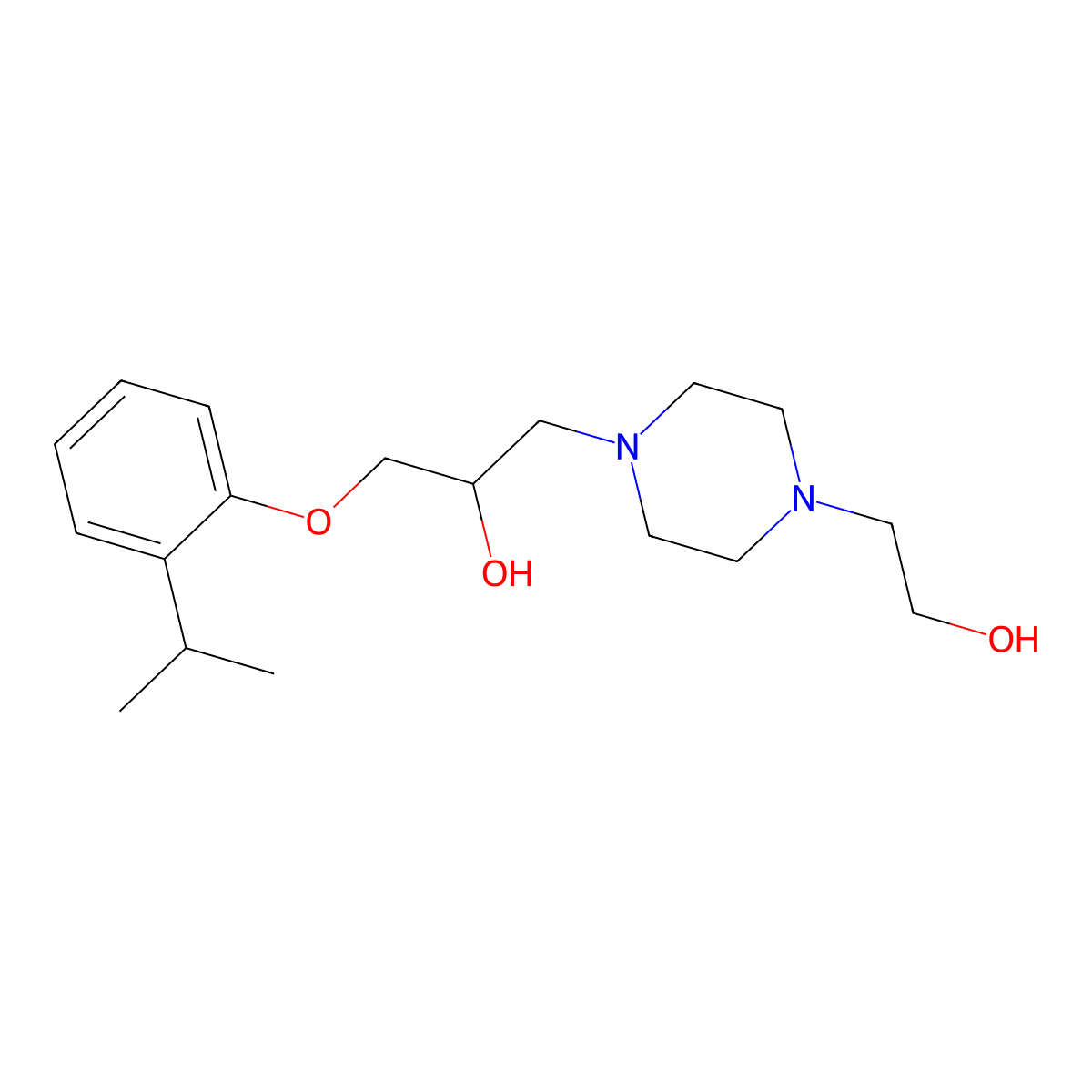 1-[4-(2-Hydroxyethyl)piperazin-1-yl]-3-[2-(propan-2-yl)phenoxy]propan-2-ol molecular structure, CAS 524720-32-9
