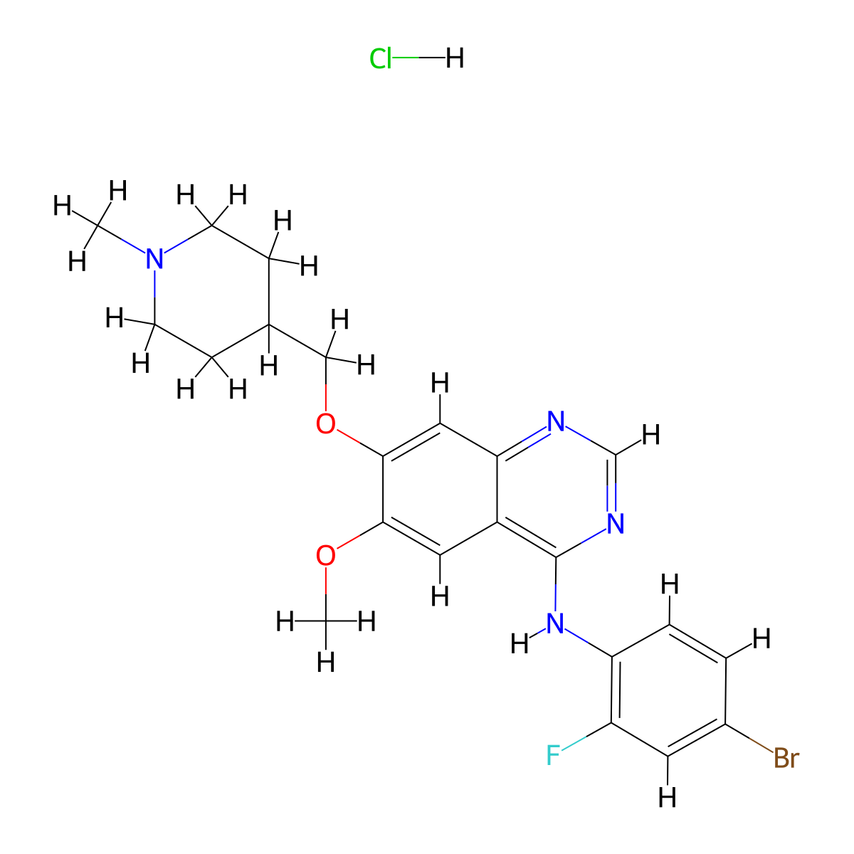 Vandetanib hydrochloride molecular structure, CAS 524722-52-9
