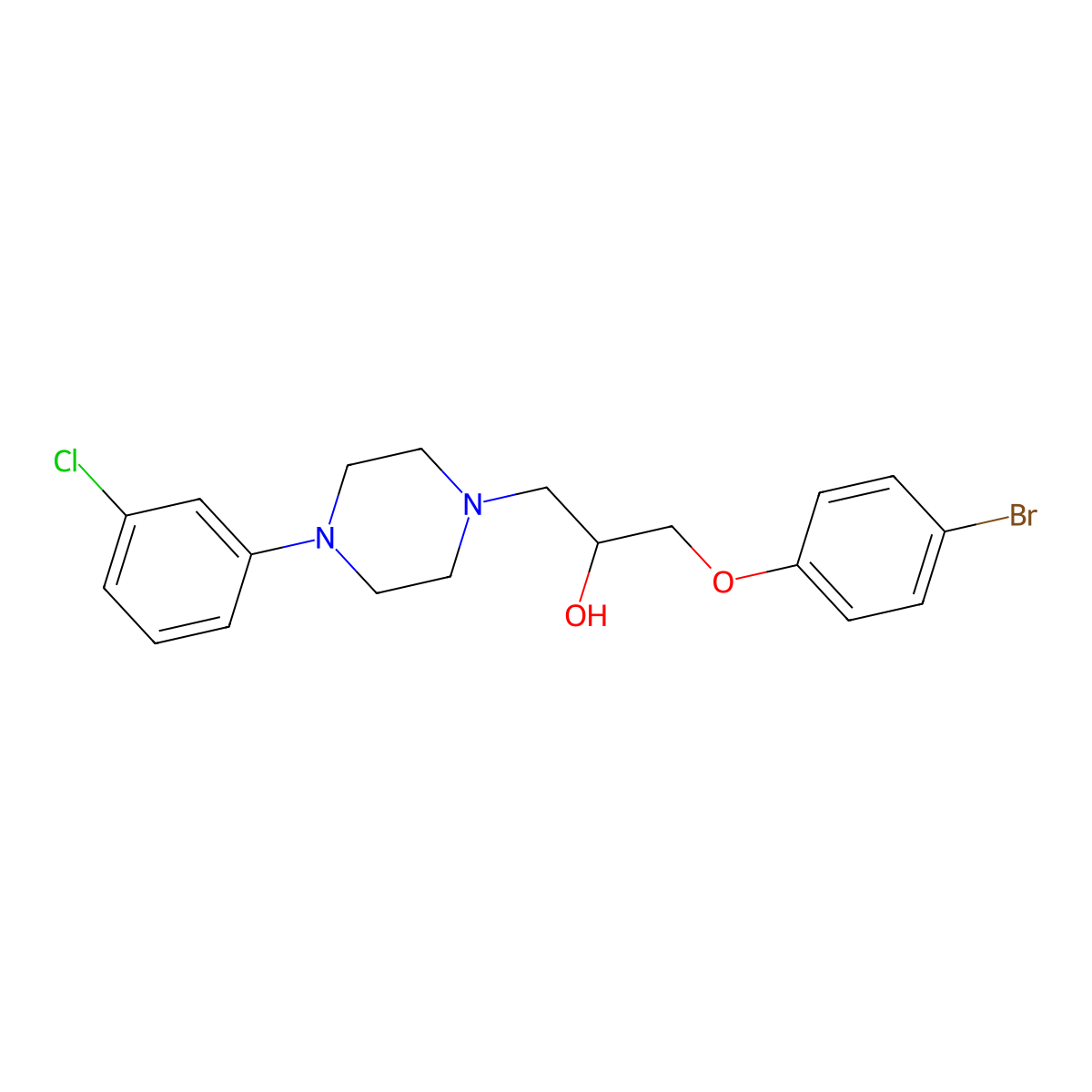1-(4-Bromophenoxy)-3-[4-(3-chlorophenyl)piperazin-1-yl]propan-2-ol molecular structure, CAS 524723-18-0