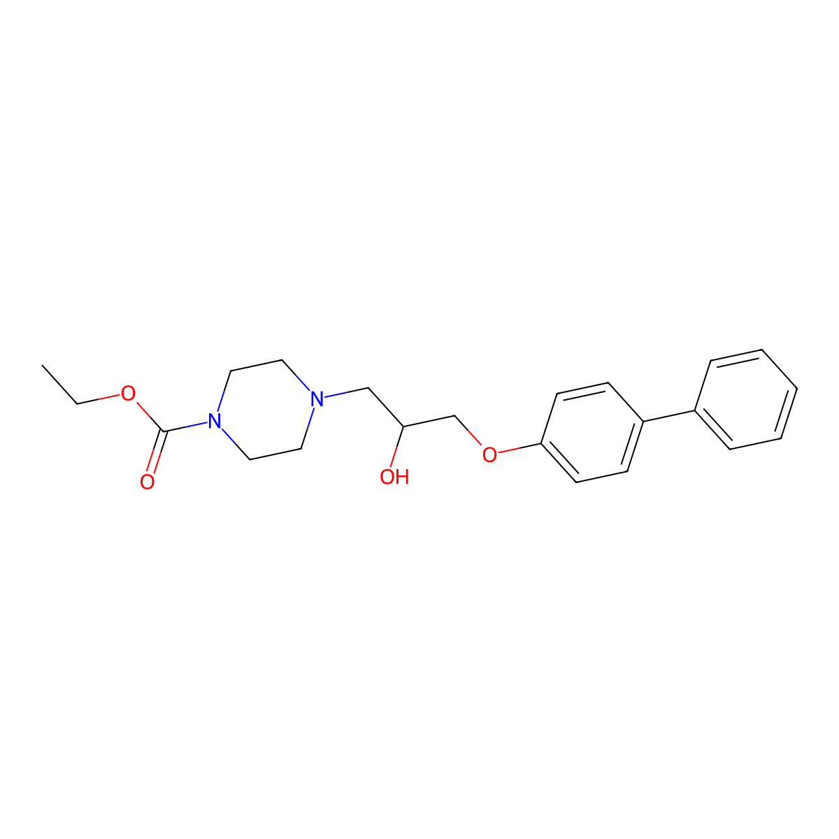 Ethyl 4-(3-([1,1'-biphenyl]-4-yloxy)-2-hydroxypropyl)piperazine-1-carboxylate molecular structure, CAS 524723-81-7