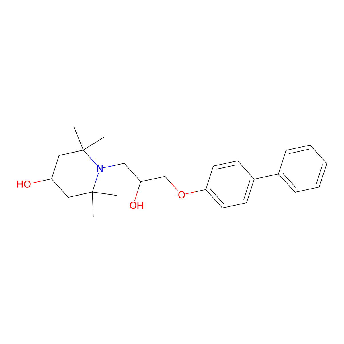 1-(3-([1,1'-Biphenyl]-4-yloxy)-2-hydroxypropyl)-2,2,6,6-tetramethylpiperidin-4-ol molecular structure, CAS 524723-82-8