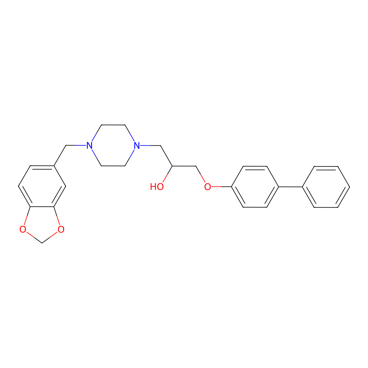 1-[4-(1,3-Benzodioxol-5-ylmethyl)piperazin-1-yl]-3-(biphenyl-4-yloxy)propan-2-ol molecular structure, CAS 524723-89-5