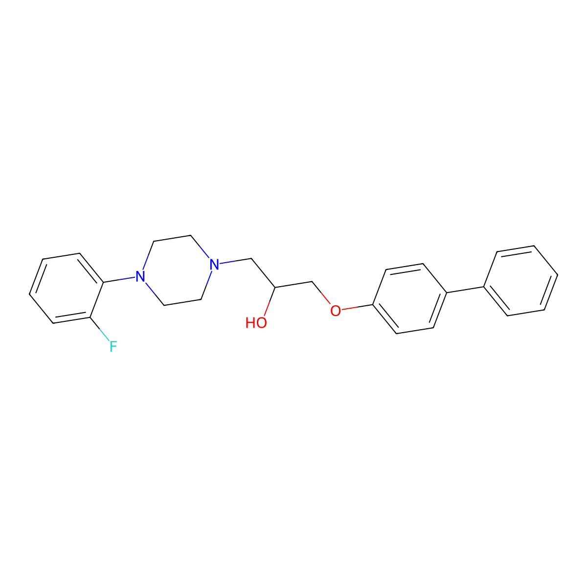 1-[4-(2-Fluorophenyl)piperazin-1-yl]-3-(4-phenylphenoxy)propan-2-ol molecular structure, CAS 524723-96-4