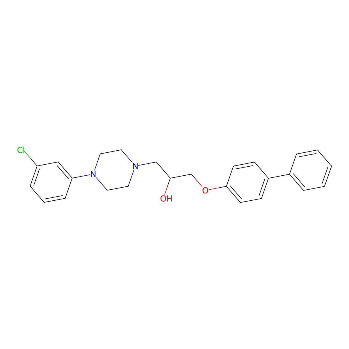 1-[4-(3-Chlorophenyl)piperazinyl]-3-(4-phenylphenoxy)propan-2-ol molecular structure, CAS 524723-98-6