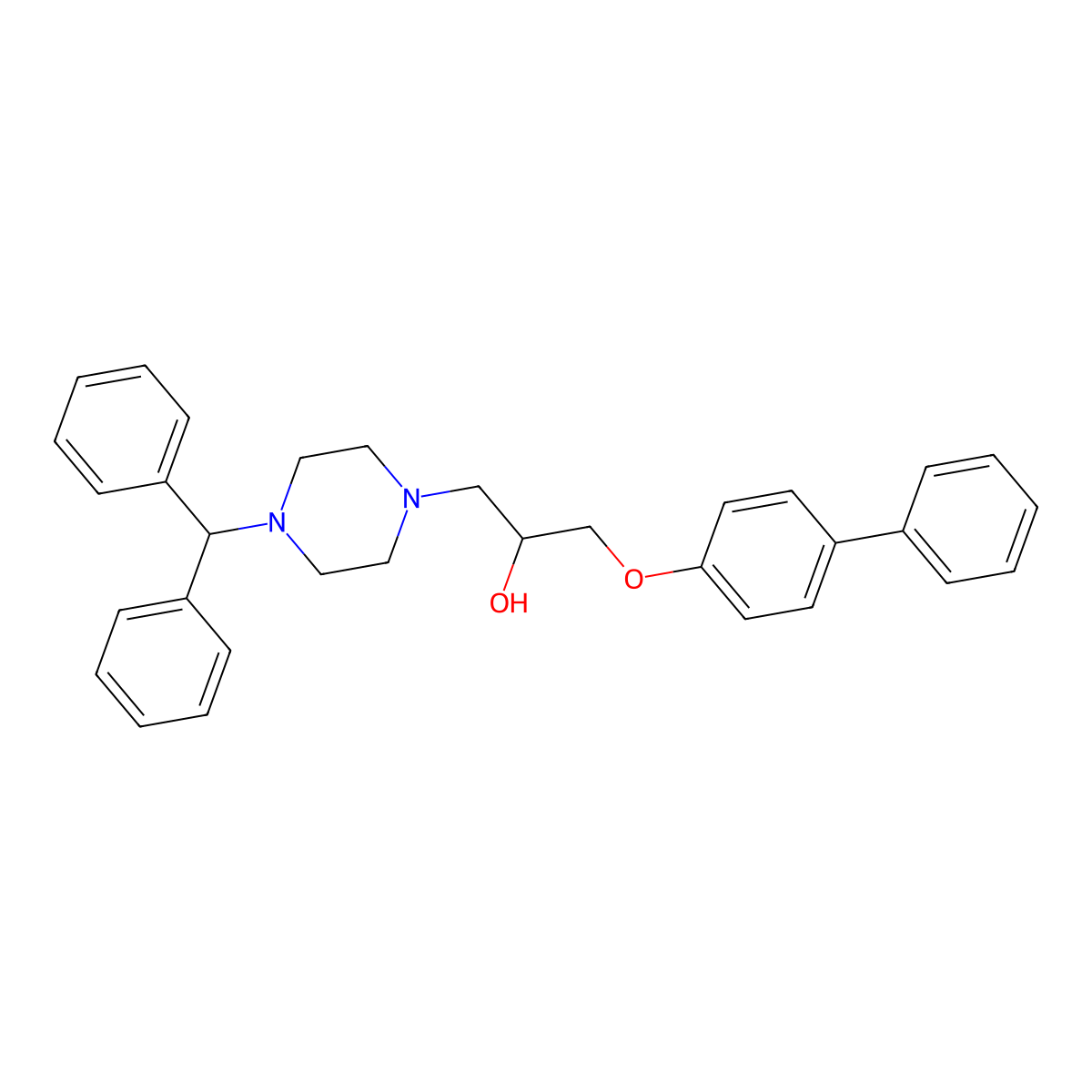 1-[4-(Diphenylmethyl)piperazinyl]-3-(4-phenylphenoxy)propan-2-ol molecular structure, CAS 524724-02-5