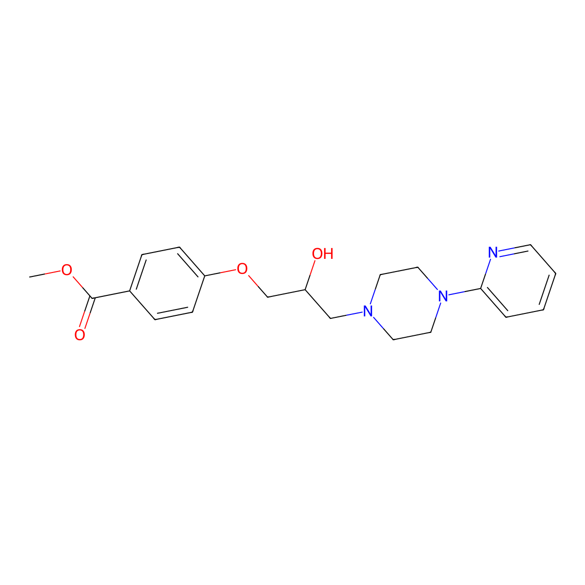 Methyl 4-[2-hydroxy-3-(4-pyridin-2-ylpiperazin-1-yl)propoxy]benzoate molecular structure, CAS 524724-12-7