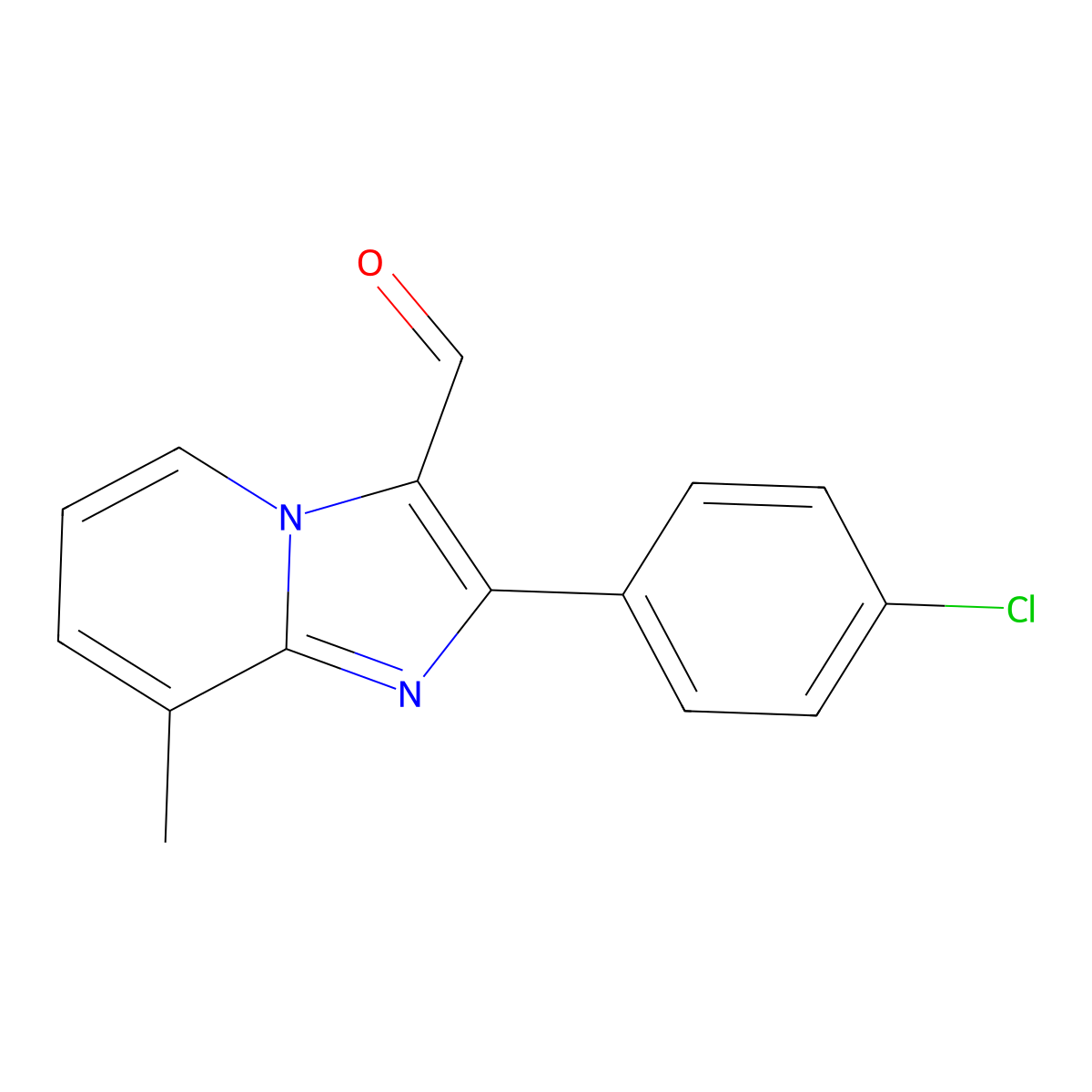 2-(4-Chlorophenyl)-8-methylimidazo[1,2-a]pyridine-3-carbaldehyde molecular structure, CAS 524724-70-7